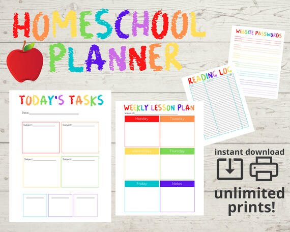 Homeschool Planner Printable Kid's Planner Child - Etsy