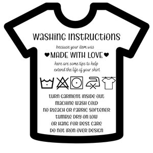 Washing Instructions SVG T-shirt Care Cards How to Care for Your Item ...