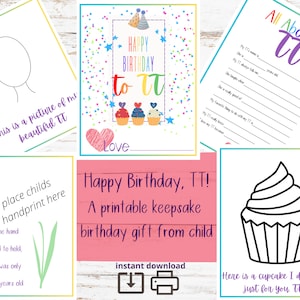 Happy Birthday TT - Afdrukbaar cadeau van kind - Aandenkenboek - Verjaardagskaart - Grootoudercadeau - Vul de lege plekken in - Alles over oma