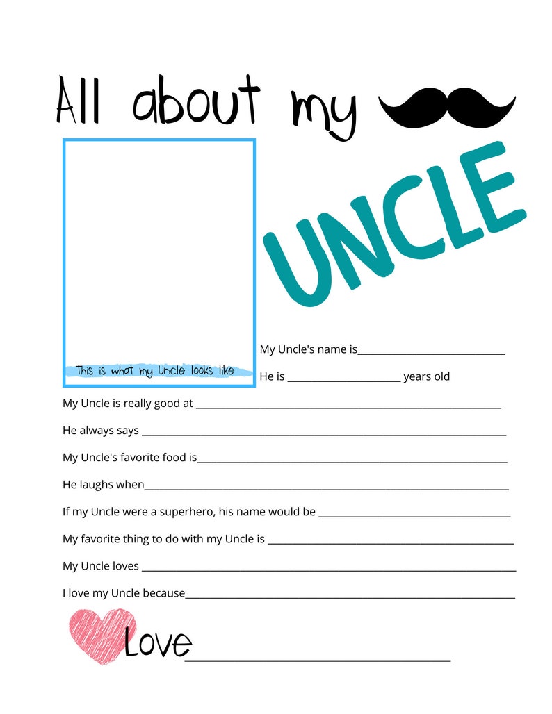 All About My Uncle Father #39 s Day Questionnaire Fathers Day Survey All About My Uncle Father #39 s Day Questionnaire Fathers Day Survey