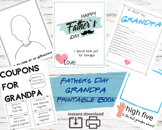 Download Grandpa Fathers Day Printable Book Fathers Day Booklet Etsy