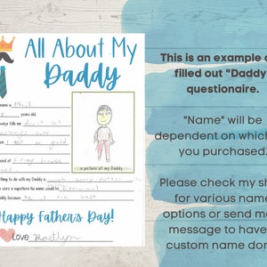 All About My Bonus Dad - Father's Day Questionnaire - Fathers Day ...