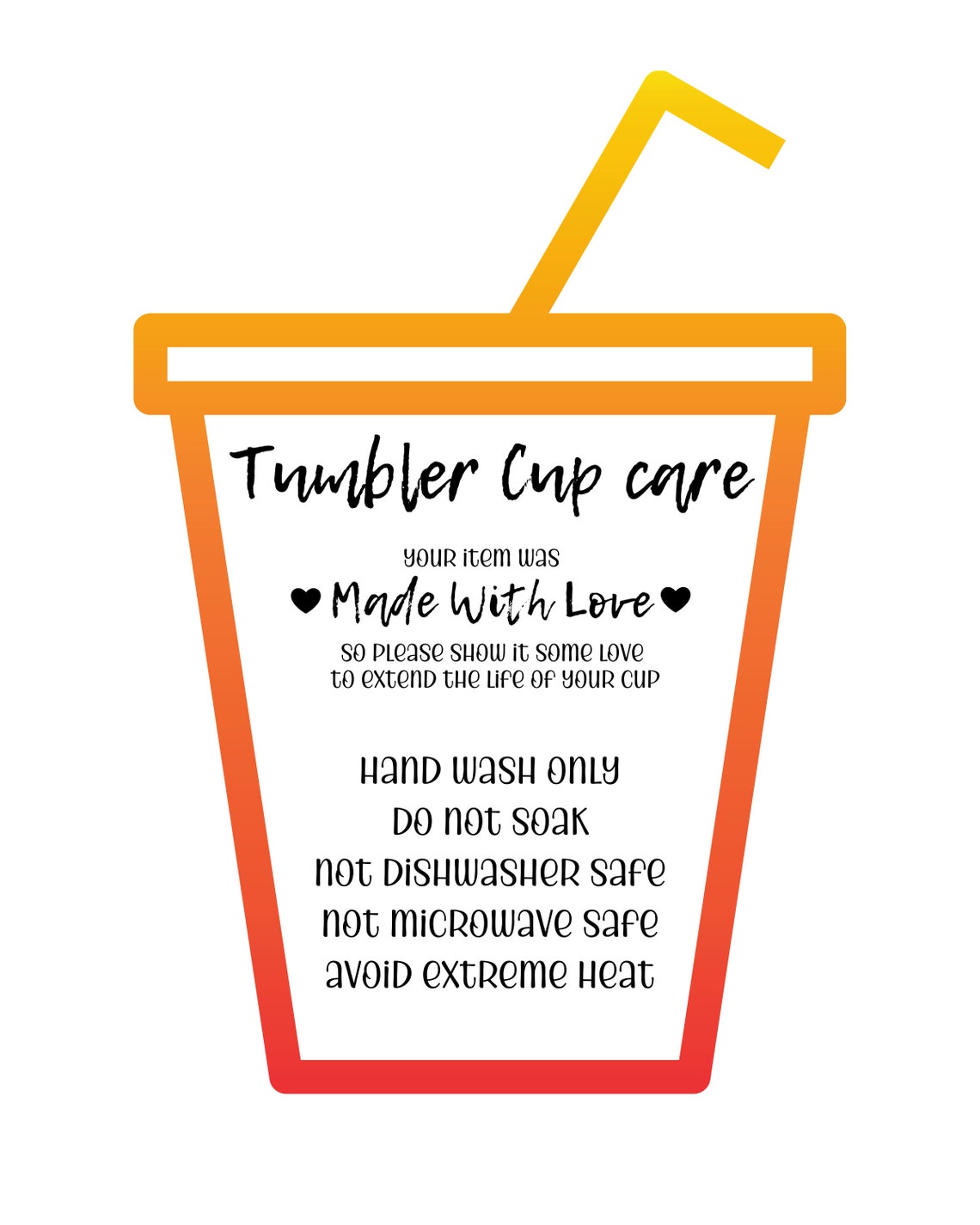 Printable Cold Cup Tumbler Washing Instructions SVG Starbucks Etsy