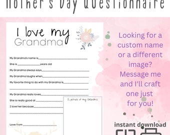 Questionario per la festa della mamma della nonna: regalo compilabile dai bambini (PDF)