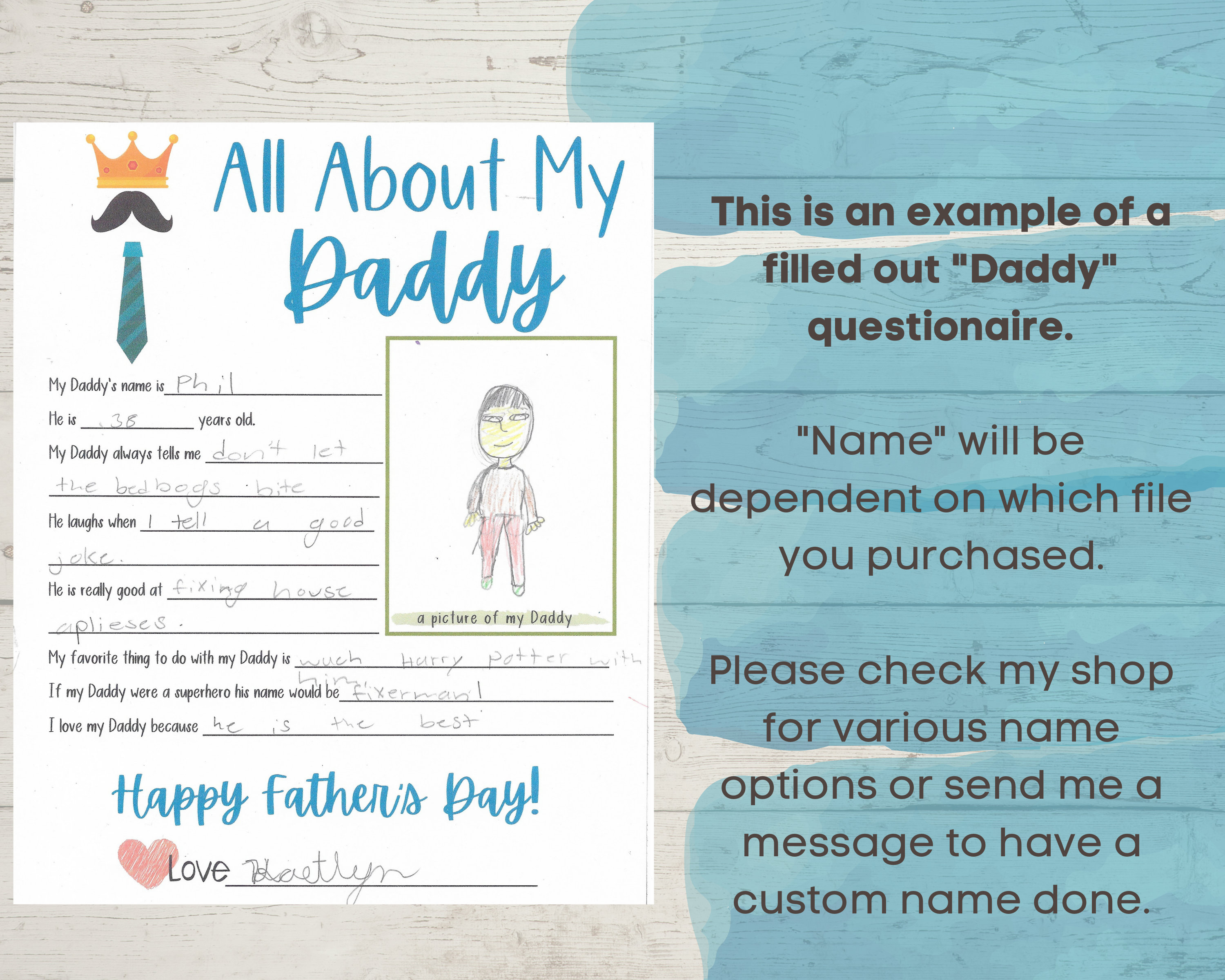 All About My Daddy - Father's Day Questionnaire - Fathers Day Survey ...