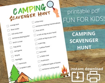 Camping Scavenger Hunt for Kids: Printable Campground Game (PDF)
