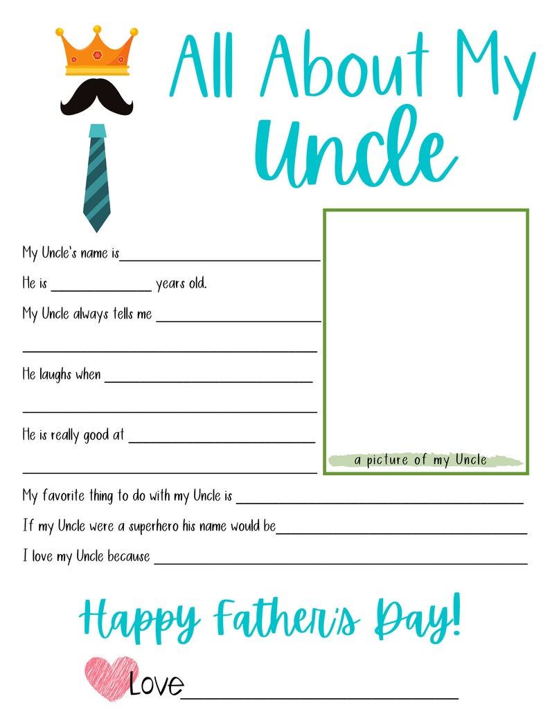 All About My Uncle Father #39 s Day Questionnaire Fathers Day Survey All About My Uncle Father #39 s Day Questionnaire Fathers Day Survey