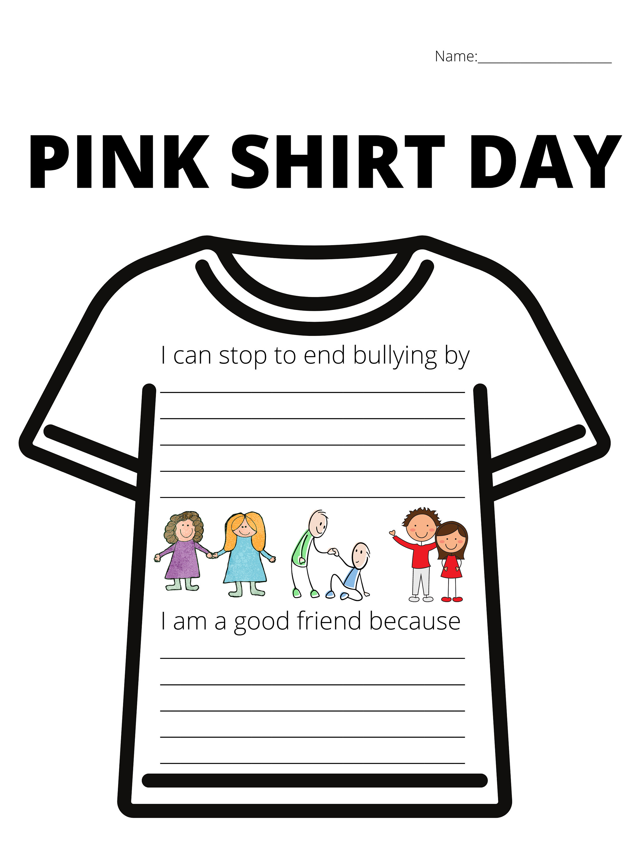 Pink Shirt Day Printable Activities, Anti-bullying, Being A Good Friend