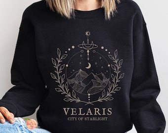 Velaris City of Starlight crewneck sweatshirt, ACOTAR Night Court bookish booktok lover gift oversized sweater, reading Thorns and Roses