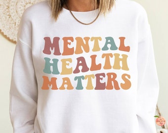 Mental Health Matters crewneck sweatshirt, therapy awareness social anxiety club anxious since birth, overthinker mom all peopled out