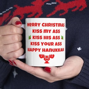 Christmas Vacation quote 11 oz coffee mug, Merry Christmas Kiss My A Clark Griswold Cousin Eddie shitters full, funny coffee bar decor