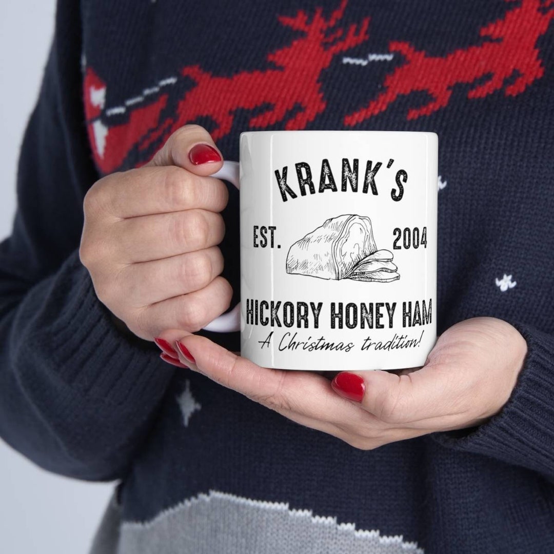 Krank's Hickory Honey Ham 11 Oz Coffee Mug, Funny Vintage Christmas