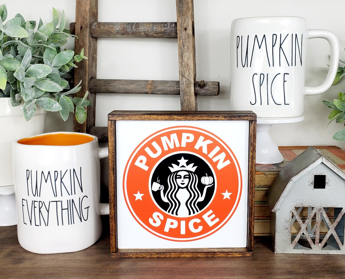 Pumpkin Spice Starbucks Sign Coffee Bar Decor Custom | Etsy