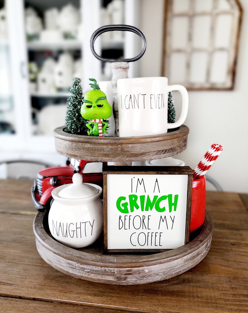 Christmas coffee sign coffee bar decor tiered tray small