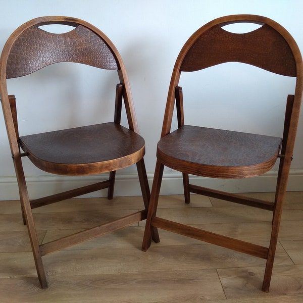 Mid century folding bistro chairs, Stol-Kamnik folding chairs, Thonet chairs, vintage folding chairs, pair of mid century folding chairs