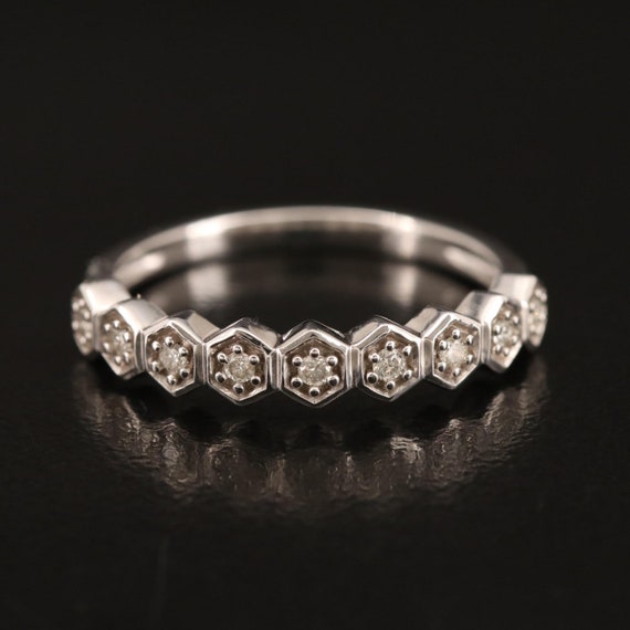 Vintage 10k .12 ctw Diamond Geometric Band - image 1