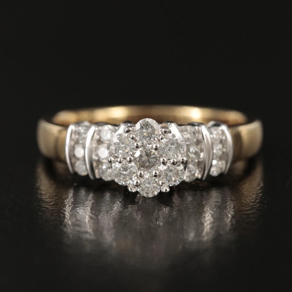 3 flower cluster clearance diamond ring
