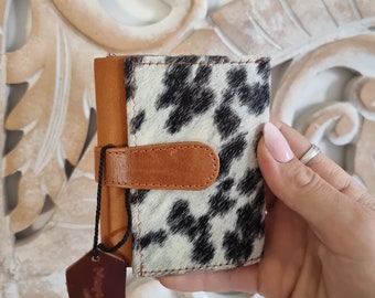 Small Trifold Leather Wallet for Women - Mini Cowhide Leather Purse - Unique Custom Travel Wallet