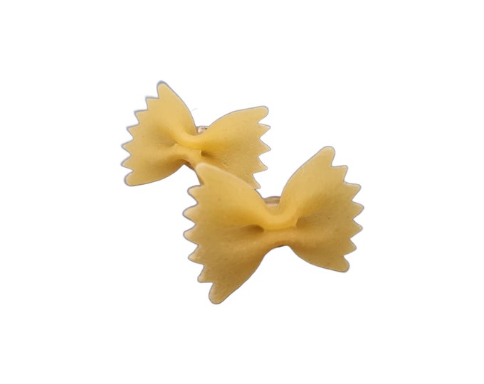 Bow Shaped Farfalle Pasta Stud Earrings - Gift for Foodies, Chefs, Italian Pasta Lovers - Pastafarian Flying Spaghetti Monster Jewellery