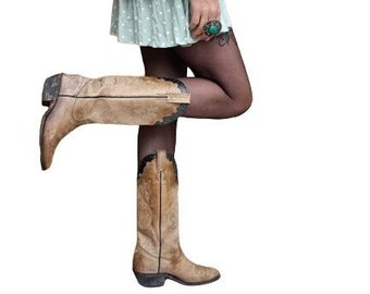 Women VINTAGE COWBOY BOOTS 38.5, Antique Western Boots us 7.5, 70s Line Dancing Boots uk 5.5, American Riding boots 39