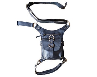 Leather Leg Bag for Men & Women - Fanny Pack with Leg Strap - Biker Motorcycle Bum Bag - Vintage Steampunk Belt