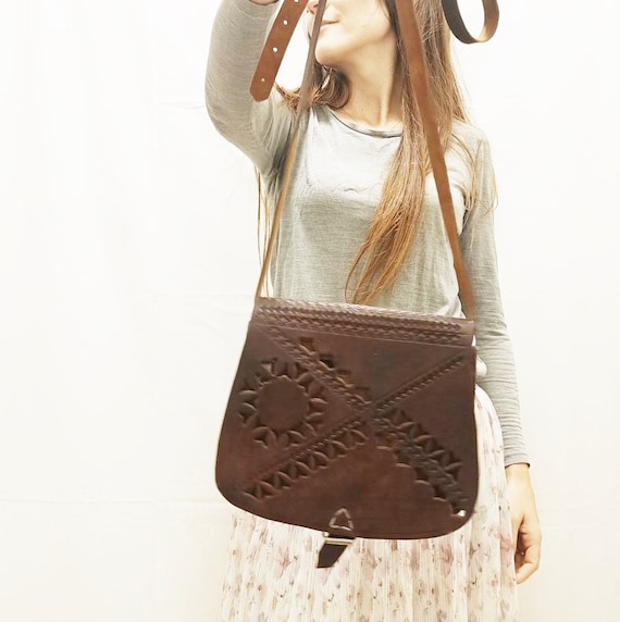 SMALL WOMEN LEATHER Bag, Western Style Purse, Dar… - image 1