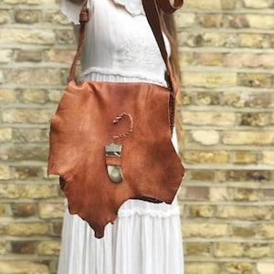 Ethno-FRAUEN LEDERTASCHE, große Boho Crossbody Bag, Tusk Tooth Toggle, marokkanische Tribal Geldbörse, Hippie Tote Boho, Indianer