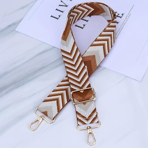 Geometric Arrow Replacement Purse Strap | Wide Crossbody Guitar Strap | Monochrome Chevron Adjustable Bag Strap Boho | Women Shoulder Tote