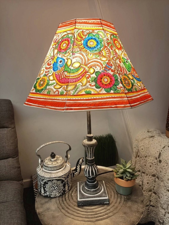 Hand Painted KOI FISH Table Lamp Bohemian Flower Lampshade - Etsy UK