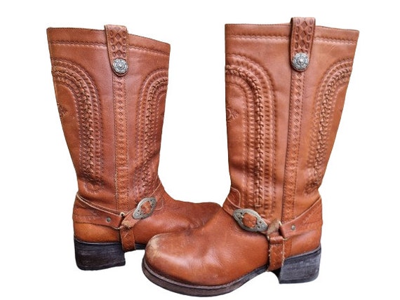 Vintage WESTERN LEATHER BOOTS for Women Size 37, … - image 1