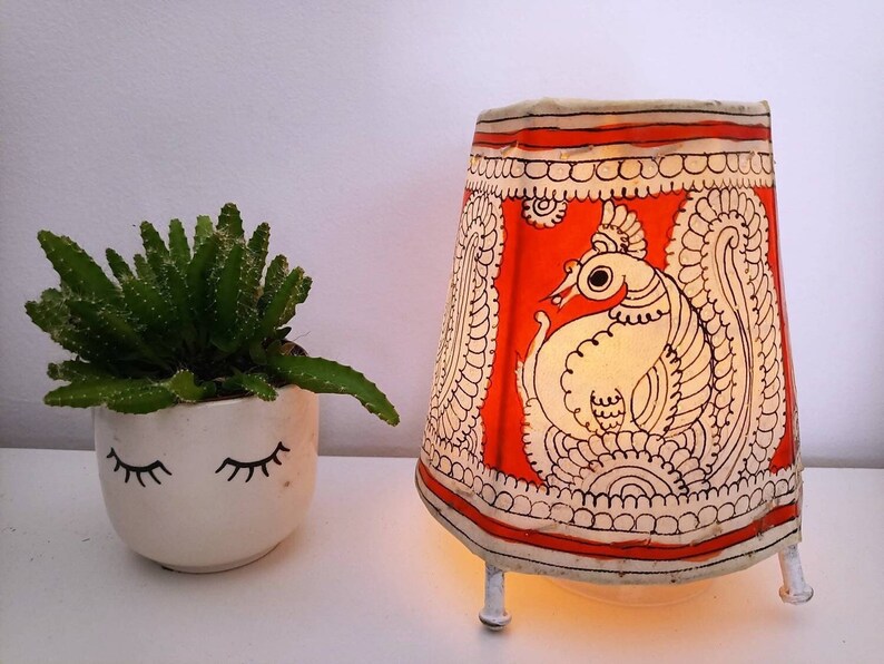 Pea Lampshade Boho Floor Lamp Hand Painted Bird Table Pea Lampshade Boho Floor Lamp Hand, Boho Floor Lamp Shade