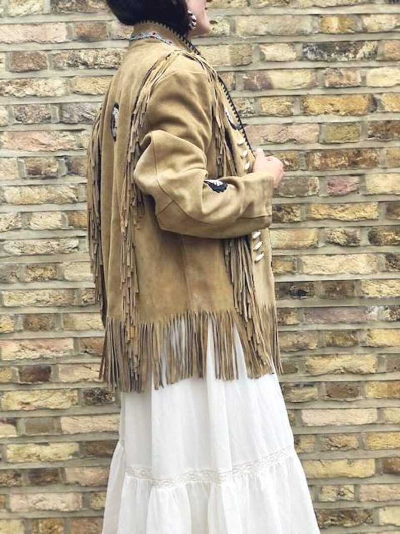 Native American Leather Jacket Large Women S Fringe Etsy Native American Leather Jacket Large Women S Fringe Etsy