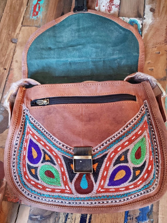 Hippie Women Leather Cross Body Bag - Unique Ethn… - image 4