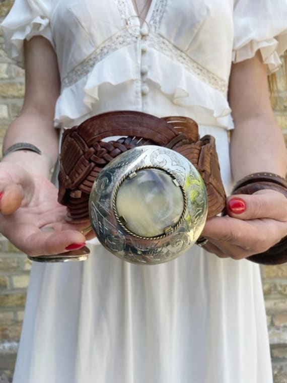 Boho leather belt hotsell