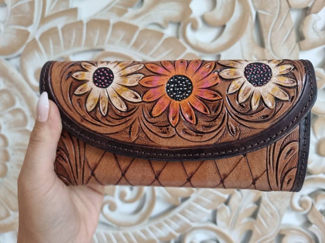 Hand Painted and Tooled Leather Wallet