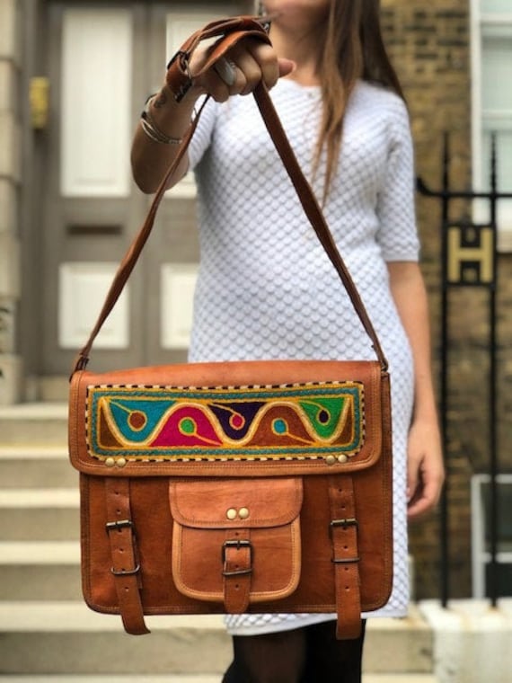 Bolso grande para Boho para mujer maletín de cuero Etsy