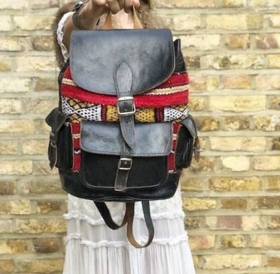 Mochila cuero mujer hippie sale