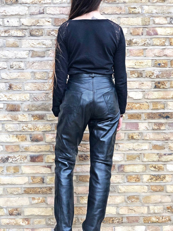 BLACK LEATHER PANTS 40 M Women's 