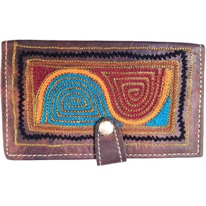 Unique EMBROIDERED LEATHER WALLET for Women, Custom Small Purse, Vintage Mini Bifold Wallet Genuine Leather, Cute Gift for Girlfriend
