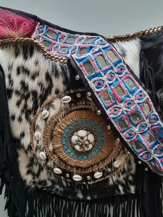 NAVAJO LEATHER BAG, Indian Fringe Banjara Bag, Native American