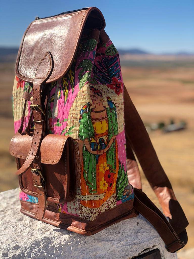 FRIDA KAHLO BACKPACK Hippie Tapestry Leather Bag Handmade Etsy UK