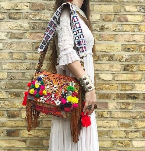 Colorful Leather Bag With Fringes Ibiza Boho Gypsy Bag -  Norway