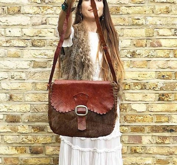 1970s BOHO LEATHER SATCHEL, Vintage Western Bag G… - image 2