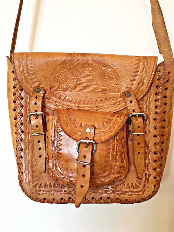 vintage embossed leather bag