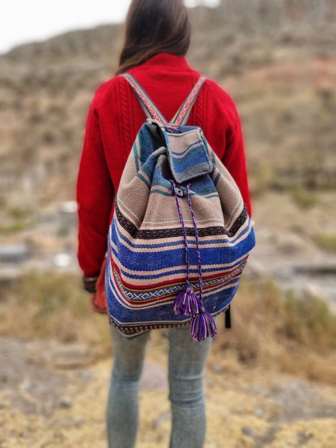 Unique LARGE HIPPIE BACKPACK Women Tribal Bag Aztec Boho Etsy