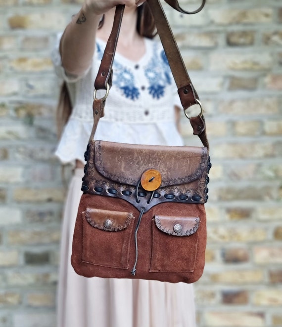 Small Suede Leather Bag - Boho Shoulder Bag - Han… - image 3