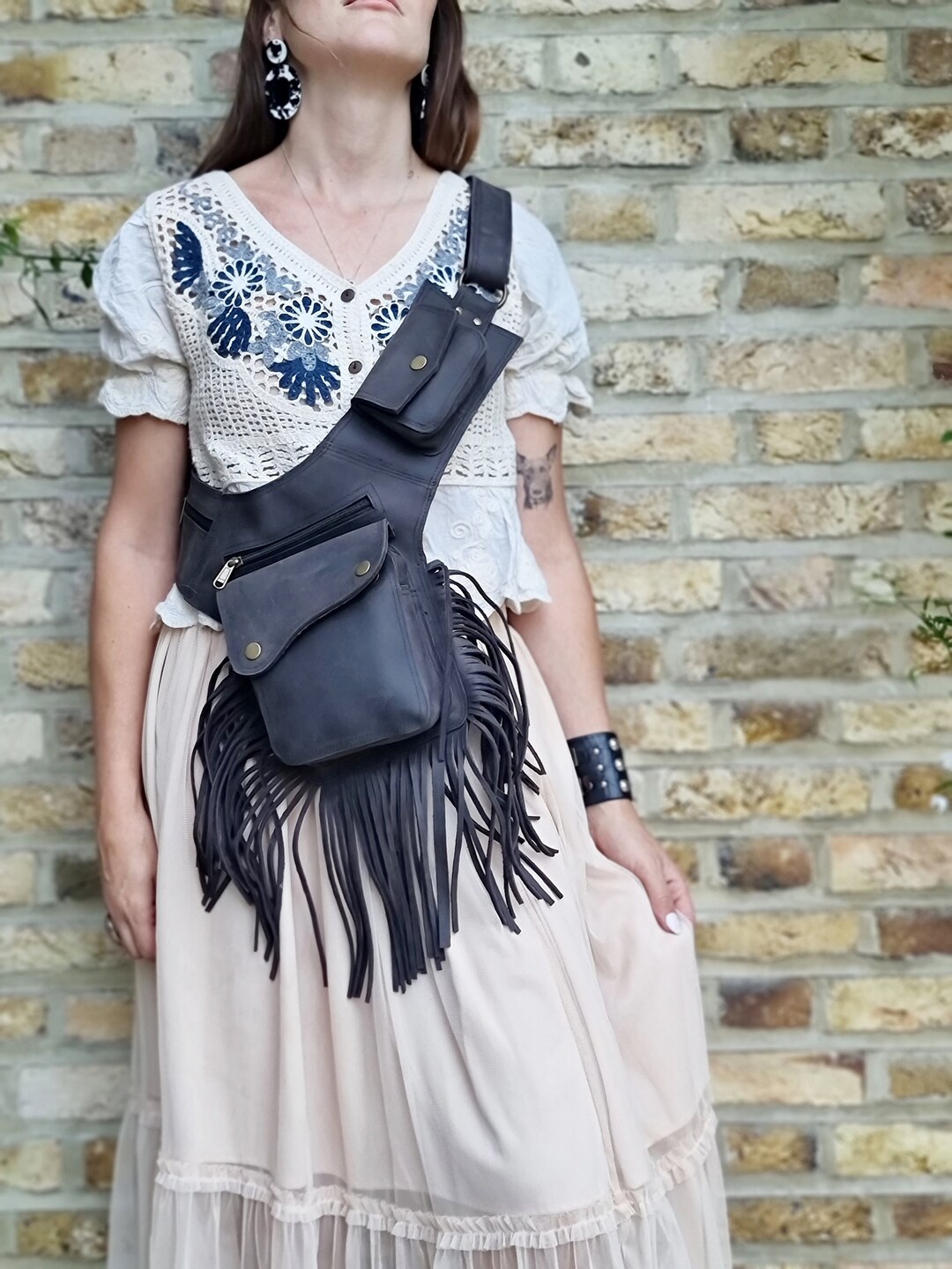 Boho Chic Women's Leather Bum Bag With Fringe Tassel Etsy