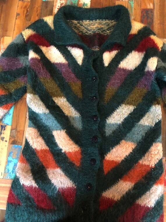 Hand Knit MOHAIR WOOL CARDIGAN size Small, lgbtq … - image 6