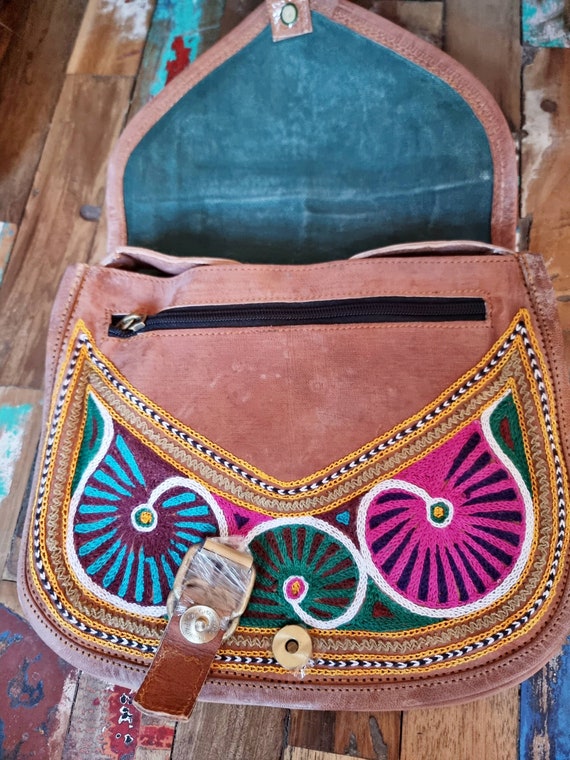 Hippie Women Leather Cross Body Bag - Unique Ethn… - image 2