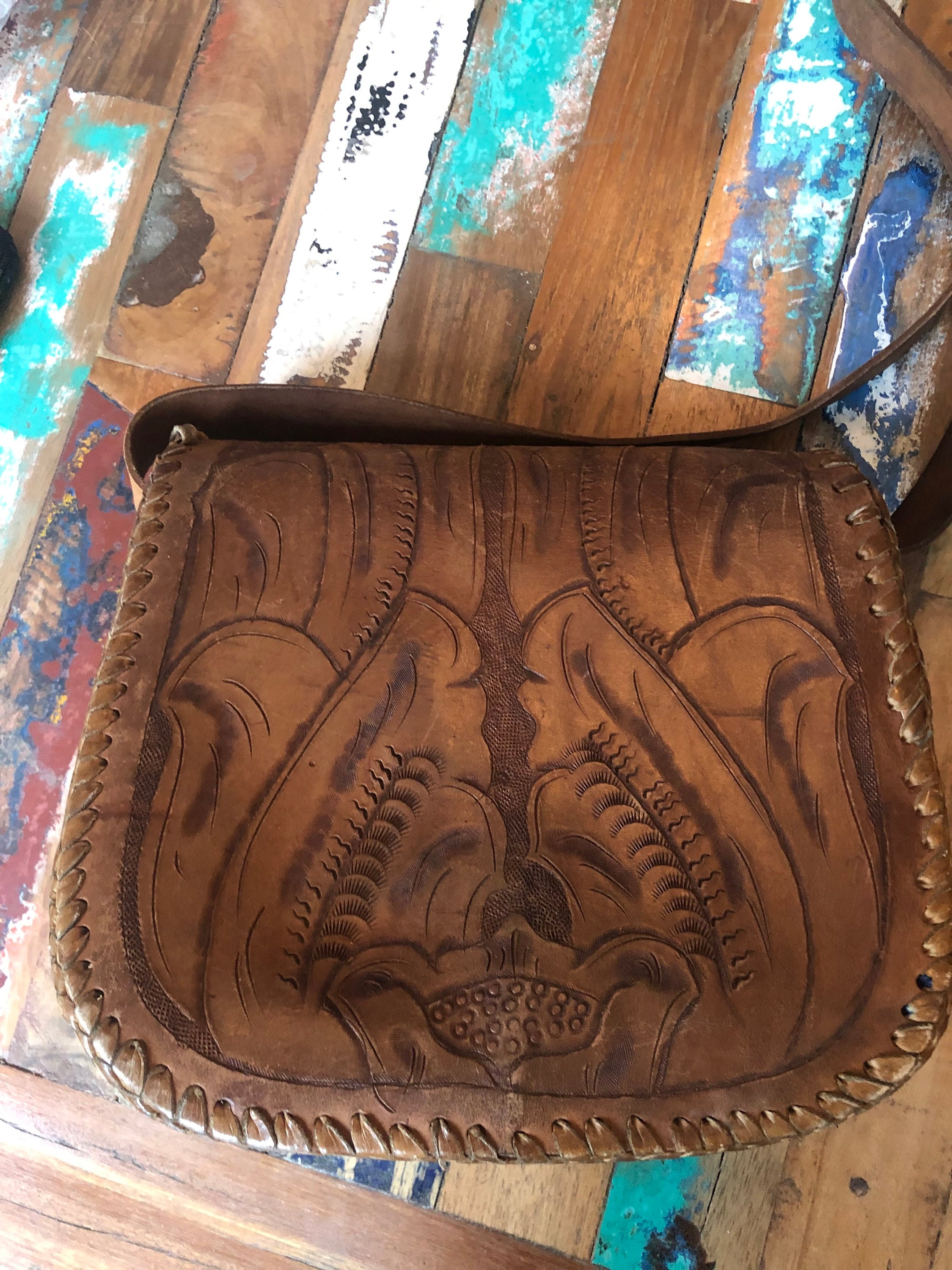 COWBOY LEATHER BAG 70s Western Purse Tooled Leather Cowgirl - Etsy UK